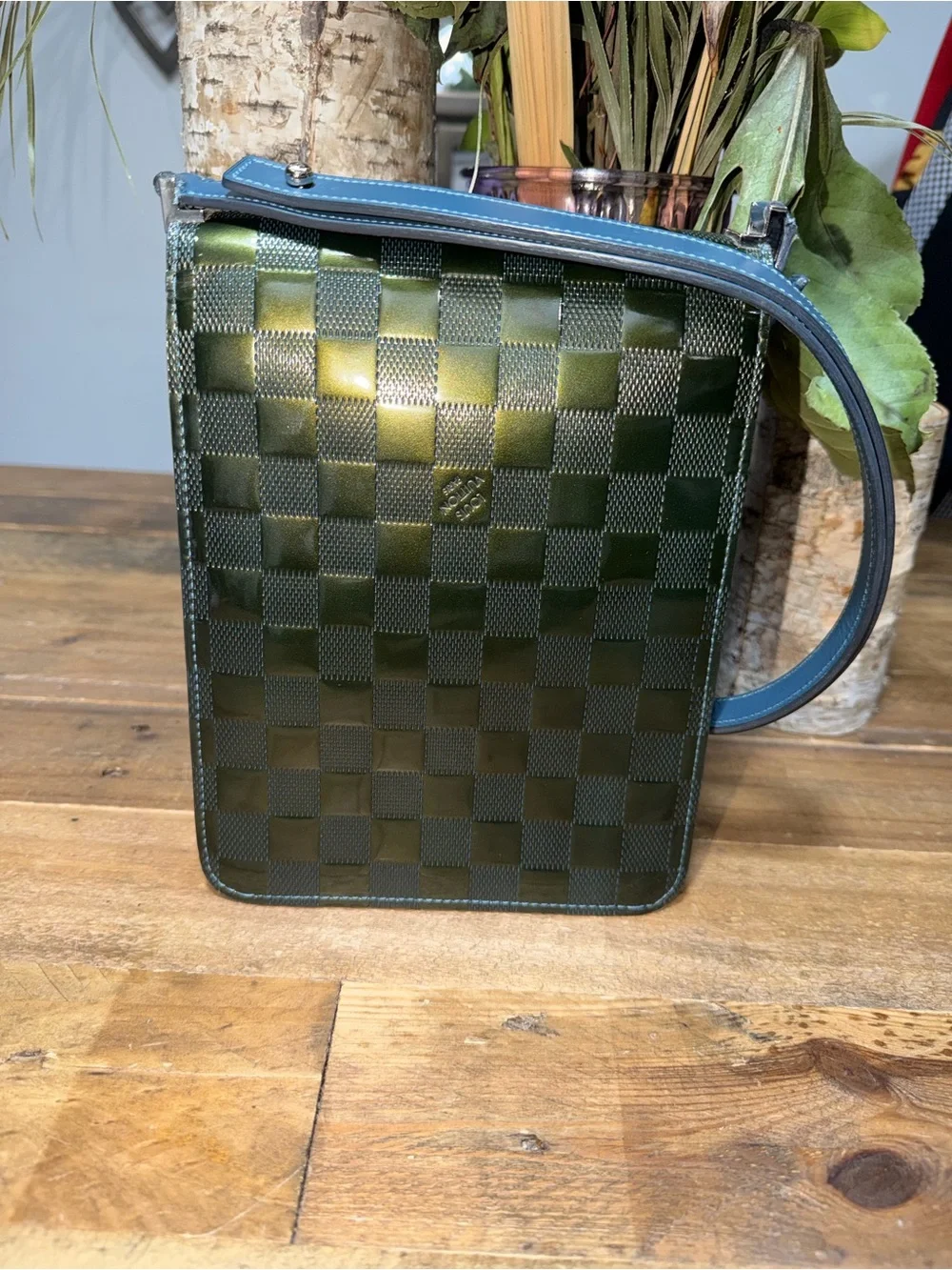 Louis Vuitton Green Damier Limited Edition Bag with Gold Plaque